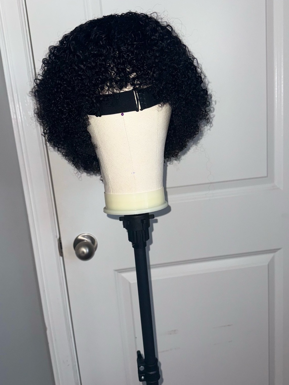 Black Curly Short Wig with Adjustable Strap - Women Hair